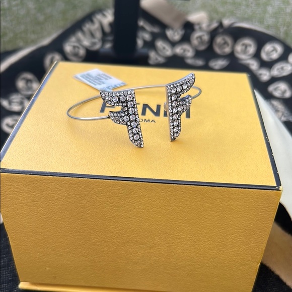 Fendi Jewelry - Fendi Elegant Silver Crystal Cuff Bracelet